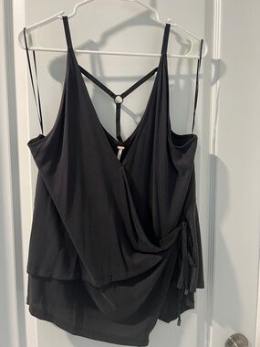 We The Free Black Draped Wrap Camisole with Ring Back